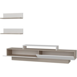 Decorotika Lusi 2 Door Single Shelf Cordoba and White TV Unit with 2 Wall Shelf - Size: 40 x 180 x 32cm - Multi - Wilko - thumbnail 3
