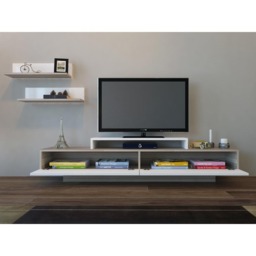 Decorotika Lusi 2 Door Single Shelf Cordoba and White TV Unit with 2 Wall Shelf - Size: 40 x 180 x 32cm - Multi - Wilko - thumbnail 5