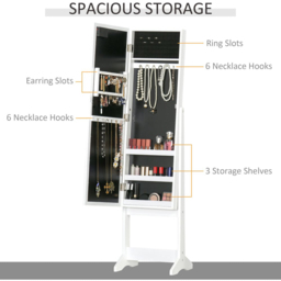 Portland Full Body Mirrored Jewellery Cabinet with Warm White LED - Size: 136 x 30cm - Wilko - thumbnail 6