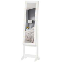 Portland Full Body Mirrored Jewellery Cabinet with Warm White LED - Size: 136 x 30cm - Wilko