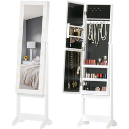Portland Full Body Mirrored Jewellery Cabinet with Warm White LED - Size: 136 x 30cm - Wilko - thumbnail 4