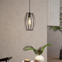 Living and Home Small Black Iron Lantern E27 Pendant Light - Size: 130 x 14.8 x 14.8cm - Wilko - thumbnail 3