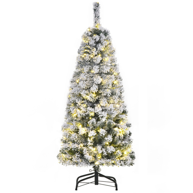 Everglow Warm LED Pre-Lit Snow Flocked Green Artificial Christmas Tree 4ft - Wilko - image 1