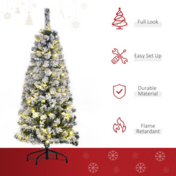 Everglow Warm LED Pre-Lit Snow Flocked Green Artificial Christmas Tree 4ft - Wilko - thumbnail 4