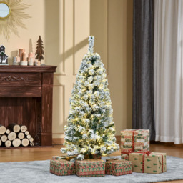 Everglow Warm LED Pre-Lit Snow Flocked Green Artificial Christmas Tree 4ft - Wilko - thumbnail 3
