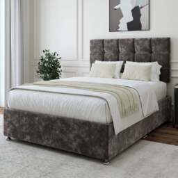 Bedmaster Small Double Charcoal Chenille Divan Base with Pearl Headboard - Grey - Wilko - thumbnail 1