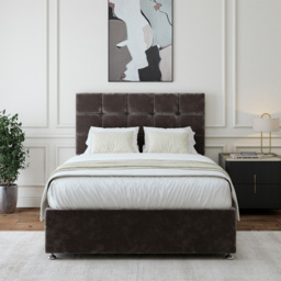 Bedmaster Small Double Charcoal Chenille Divan Base with Pearl Headboard - Grey - Wilko - thumbnail 3