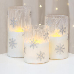 Set of 3 Snowflake LED Candles White - Wilko - thumbnail 3