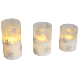 Set of 3 Snowflake LED Candles White - Wilko - thumbnail 6
