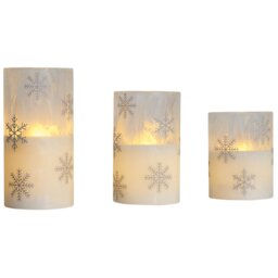 Set of 3 Snowflake LED Candles White - Wilko - thumbnail 1