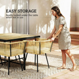 Outsunny 4 Seater Rattan Garden Dining Set Beige - Wilko - thumbnail 4