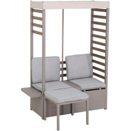 Sunjoy 2 Seater Under storage Patio Loveseat with Footstool and Canopy - Grey - Wilko - thumbnail 3
