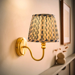 ValueLights Binky Blue Floral Shade Gold Rechargeable Wall Light with Bulb 2 Pack - Size: 23.5 x 16.5 x 21.5cm - Cream and Blue - Wilko - thumbnail 7