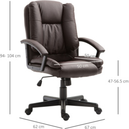 Portland Brown PU Leather Swivel Executive Office Chair - Size: 67 x 62 x 94cm - Wilko - thumbnail 7
