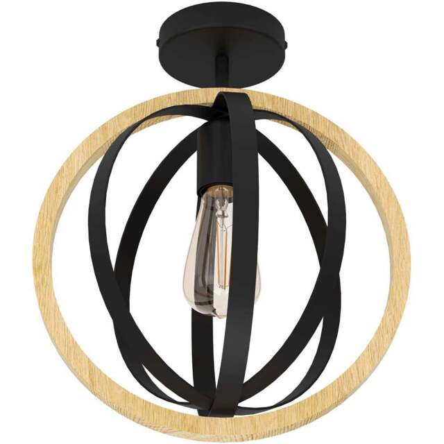 EGLO Basildon Black Steel Ceiling Light - Size: 37.5 x 32 x 37.5cm - Wilko - image 1