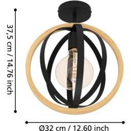 EGLO Basildon Black Steel Ceiling Light - Size: 37.5 x 32 x 37.5cm - Wilko - thumbnail 5