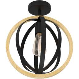 EGLO Basildon Black Steel Ceiling Light - Size: 37.5 x 32 x 37.5cm - Wilko