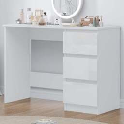 FWStyle Stora 3 Drawer White Gloss Dressing Table - Size: 72 x 99 x 40cm - Wilko