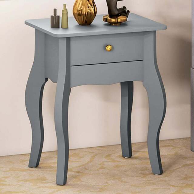 HOMCOM Single Drawer Grey French Style Small Side Table - Size: 55 x 35 x 45cm - Wilko - image 1