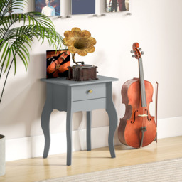HOMCOM Single Drawer Grey French Style Small Side Table - Size: 55 x 35 x 45cm - Wilko - thumbnail 7