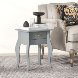 HOMCOM Single Drawer Grey French Style Small Side Table - Size: 55 x 35 x 45cm - Wilko - thumbnail 6