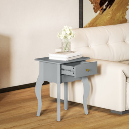 HOMCOM Single Drawer Grey French Style Small Side Table - Size: 55 x 35 x 45cm - Wilko - thumbnail 4