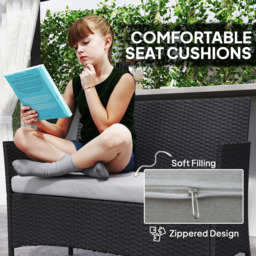 Outsunny 4 Seater Black Rattan Garden Sofa Set with Cushions - Wilko - thumbnail 6