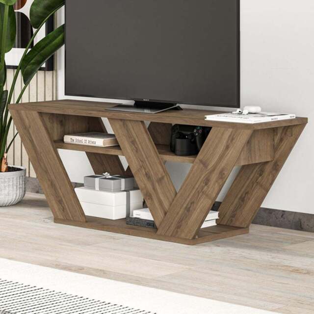 Decortie Pipralla 2 Shelf Dark Oak Effect Modern TV Unit - Size: 40 x 110 x 30cm - Brown - Wilko - image 1
