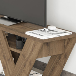 Decortie Pipralla 2 Shelf Dark Oak Effect Modern TV Unit - Size: 40 x 110 x 30cm - Brown - Wilko - thumbnail 4