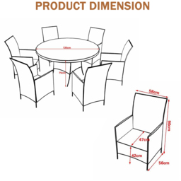 Furniture One 6 Seater Grey Rattan Garden Dining Set with Cushion - Wilko - thumbnail 4