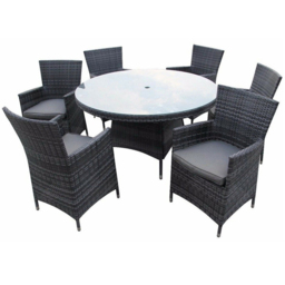 Furniture One 6 Seater Grey Rattan Garden Dining Set with Cushion - Wilko - thumbnail 3