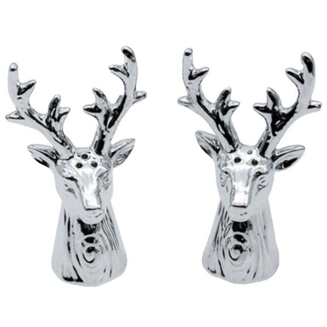 Marco Paul Silver Stag Head Salt and Pepper Mill Set - Size: 14 x 8 x 8cm - Wilko - image 1