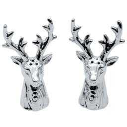 Marco Paul Silver Stag Head Salt and Pepper Mill Set - Size: 14 x 8 x 8cm - Wilko