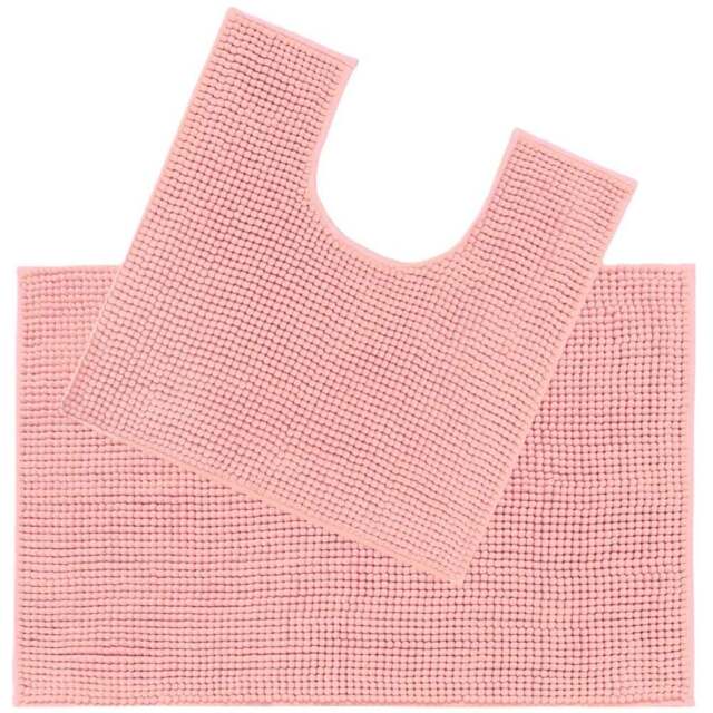 Allure Bath Fashions Blush Chenille Supersoft Bobble Bath Mat and Pedestal Mat Set 2 Piece - Size: 50 x 80cm - Pink - Wilko - image 1