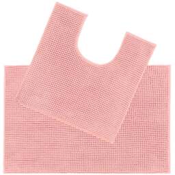 Allure Bath Fashions Blush Chenille Supersoft Bobble Bath Mat and Pedestal Mat Set 2 Piece - Size: 50 x 80cm - Pink - Wilko