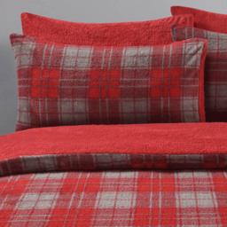 Velosso Single Red Check Teddy Fleece Duvet Set - Wilko - thumbnail 3