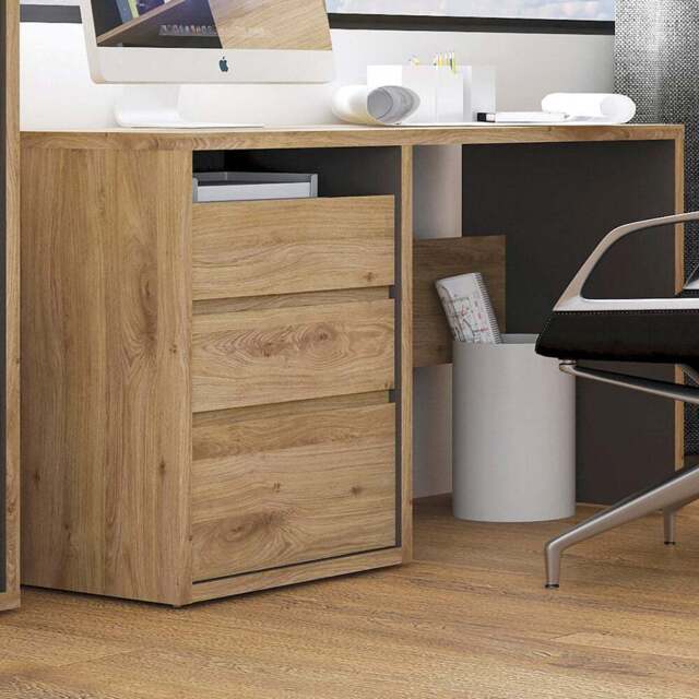 Florence Shetland 3 Drawer Computer Desk - Brown - Furniture To Go - Wilko - image 1