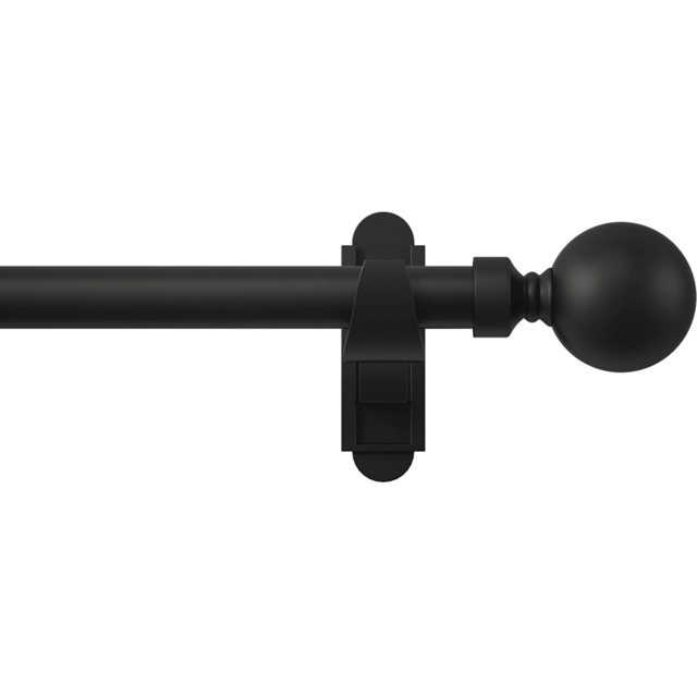 Rothley 71-120cm Matt Black Extendable Solid Orb Finials Curtain Pole - White - Wilko - image 1
