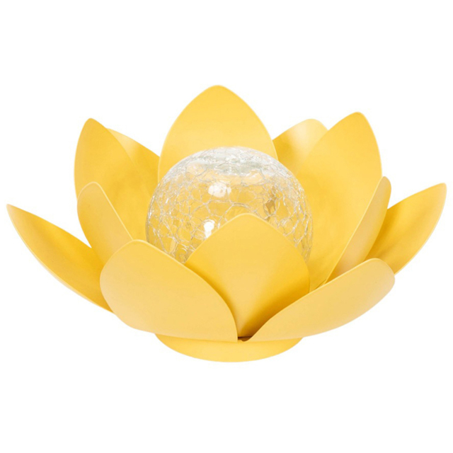 ValueLights Waterlily Yellow Lotus Flower Solar Powered Outdoor Decoration Garden Light - Size: 11 x 26.5 x 26.5cm - Wilko - image 1