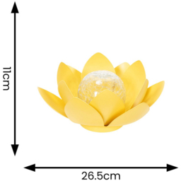 ValueLights Waterlily Yellow Lotus Flower Solar Powered Outdoor Decoration Garden Light - Size: 11 x 26.5 x 26.5cm - Wilko - thumbnail 5
