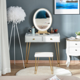 Portland White Dressing Table Set with LED Mirror - Size: 80 x 40 x 136cm - Wilko - thumbnail 7