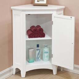 Teamson Home Glancy Single Door White Wooden Corner Stand Floor Cabinet - Size: 81.3 x 44.95 x 62.9cm - Wilko - thumbnail 1