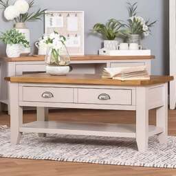 Julian Bowen Richmond 2 Drawer Grey and Pale Oak Coffee Table - Wood - Wilko
