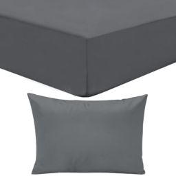 Easy Care Plain Sheeting Set Charcoal Double - Wilko - thumbnail 1