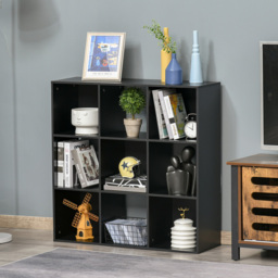 HOMCOM 9 Shelf Black Bookshelf - Size: 91.5 cm x 29.5 cm x 91.5 cm - Wilko - thumbnail 4