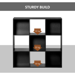 HOMCOM 9 Shelf Black Bookshelf - Size: 91.5 cm x 29.5 cm x 91.5 cm - Wilko - thumbnail 6