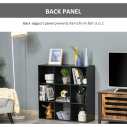 HOMCOM 9 Shelf Black Bookshelf - Size: 91.5 cm x 29.5 cm x 91.5 cm - Wilko - thumbnail 7