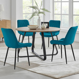 Furniturebox Fira Cesano 4 Seater Round Dining Set Blue - Wilko - thumbnail 1