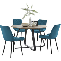 Furniturebox Fira Cesano 4 Seater Round Dining Set Blue - Wilko - thumbnail 3