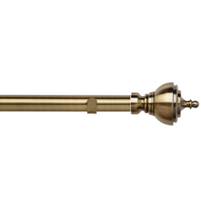 New Edge Blinds 280cm Fixed Length Antique Brass Eyelet Metal Curtain Pole Set with Vienna Finial - Wilko - image 1